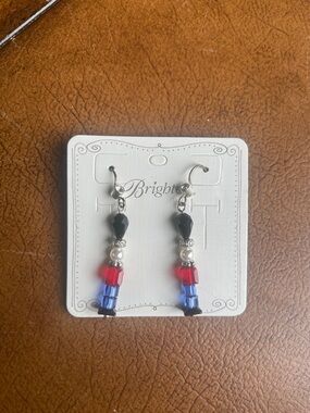 Brighton Black, Red & Blue Beaded Drop Earrings